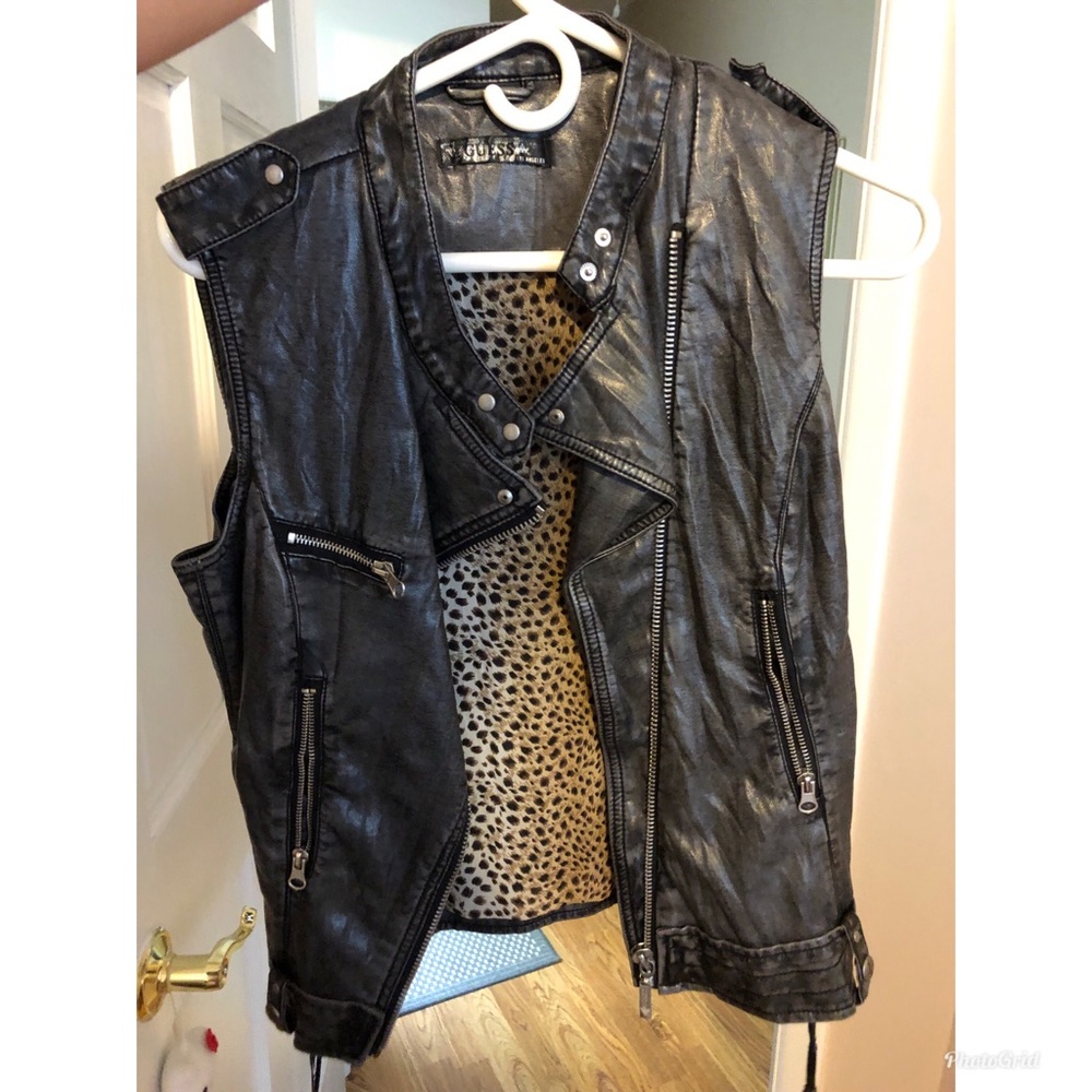 GUESS Faux leather motorcycle vest